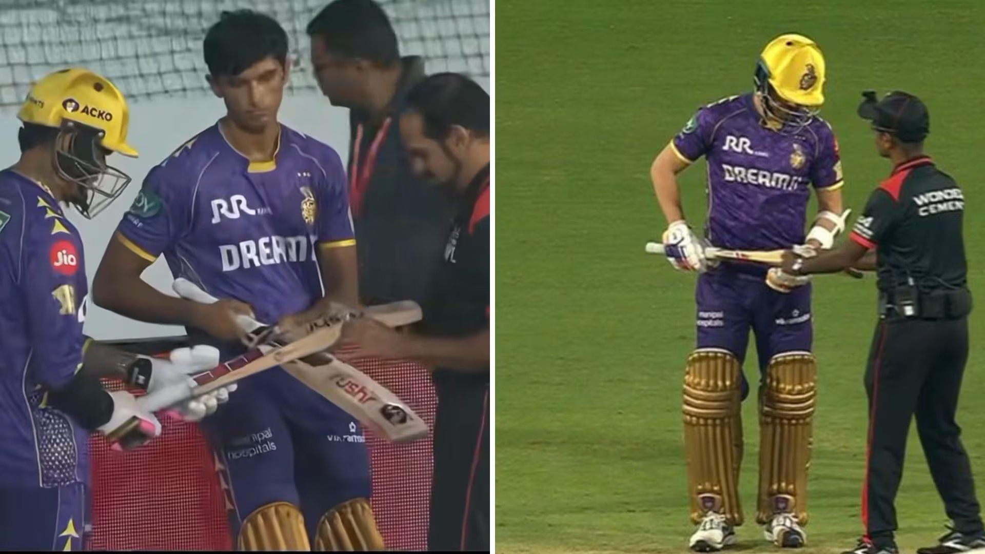 [WATCH] KKR players Narine, Russell, Nortje fail bat gauge tests vs PBKS