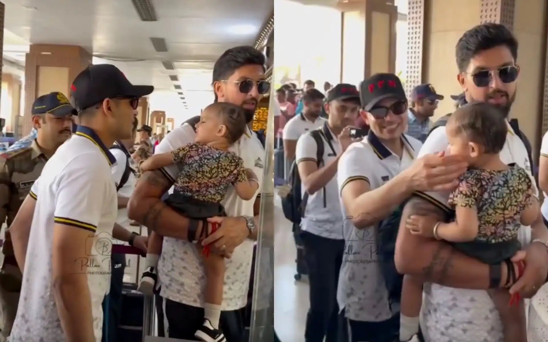 Shubman Gill plays with Ishant Sharma's daughter at airport before GT vs KKR match