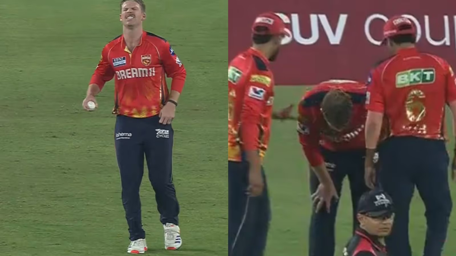 Why did Lockie Ferguson leave the field after just 2 balls in PBKS vs SRH?