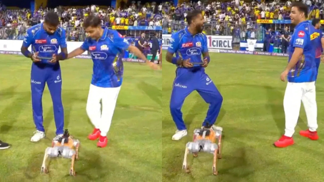 [WATCH] IPL 2025: Hardik Pandya operates IPL's robot dog Champak with remote control, scares Akash Ambani