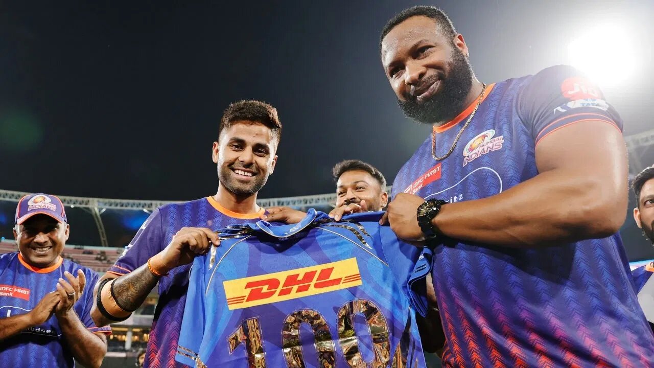 IPL 2025: Suryakumar Yadav receives 'special jersey' from Kieron Pollard on his 100th match for Mumbai Indians