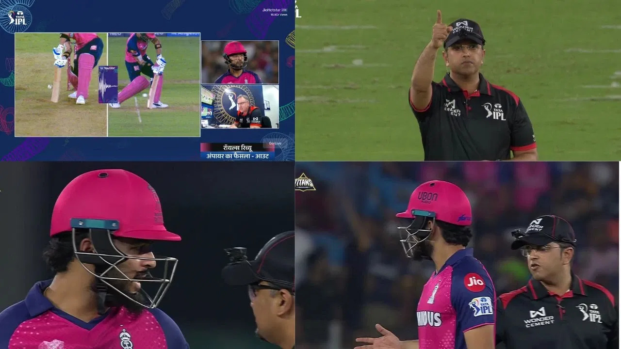 IPL 2025: Riyan Parag argues with on-field umpire after failed DRS call