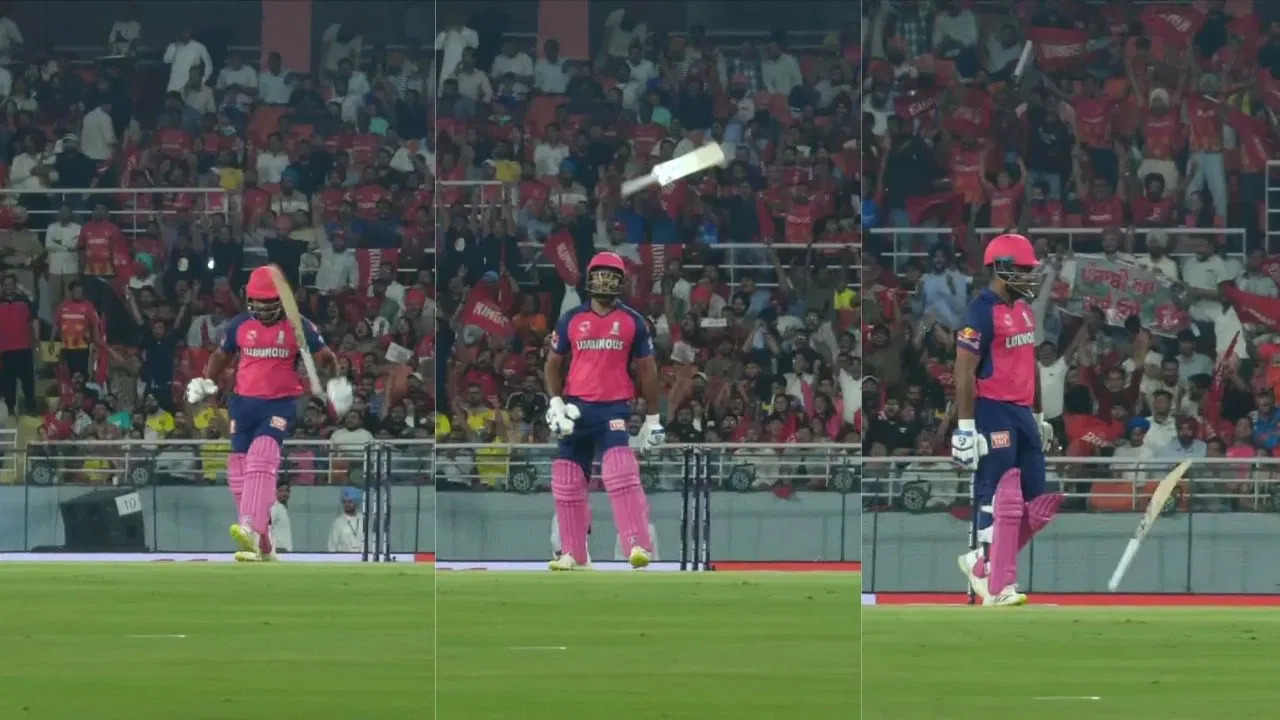 [WATCH] IPL 2025: Sanju Samson flips bat in anger after being dismissed by Lockie Ferguson