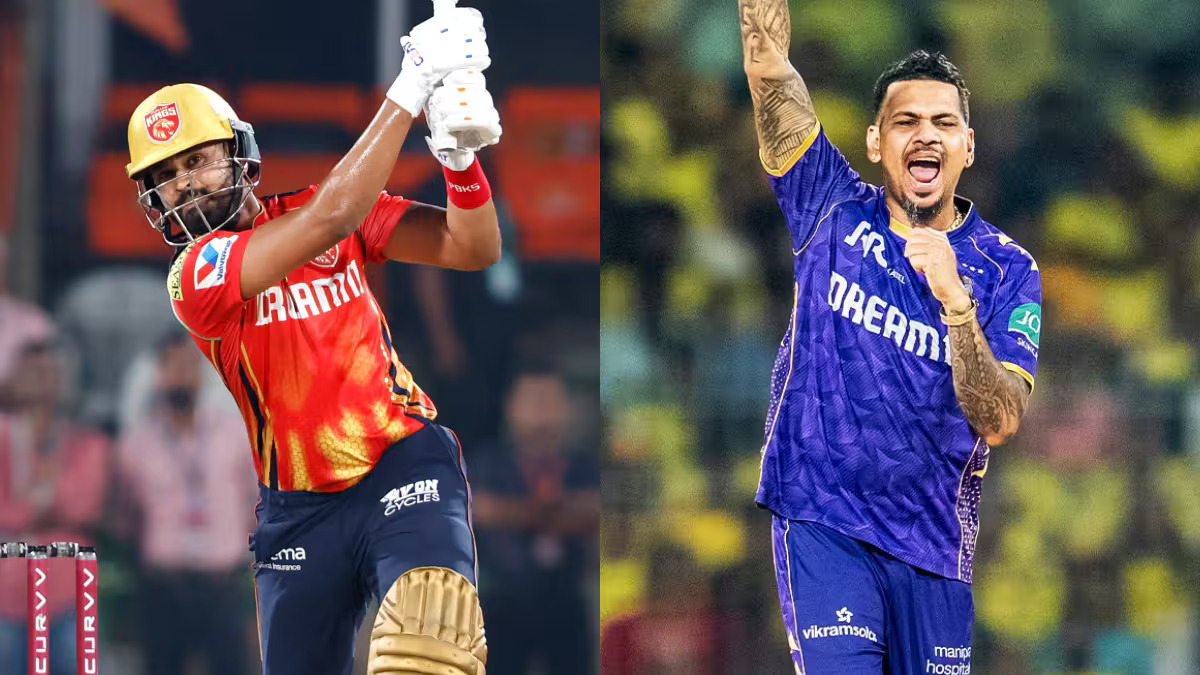 Shreyas Iyer left and Sunil Narine right