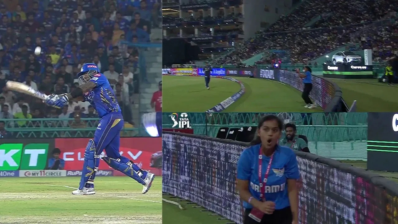 [Watch] IPL 2025: Suryakumar Yadav's Six accidently hits fan in against LSG vs MI match