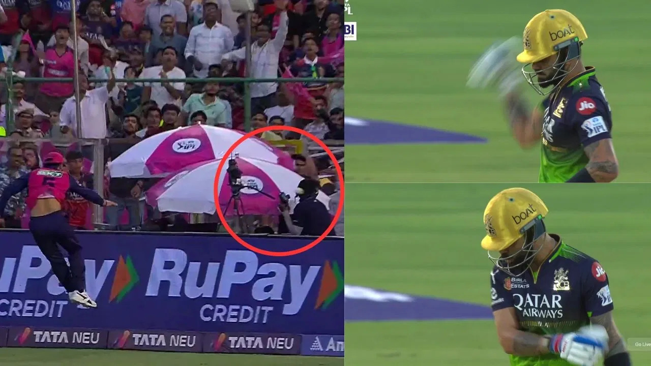 [Watch] IPL 2025: Virat Kohli punches bat while releasing frustration with six which hit cameraperson