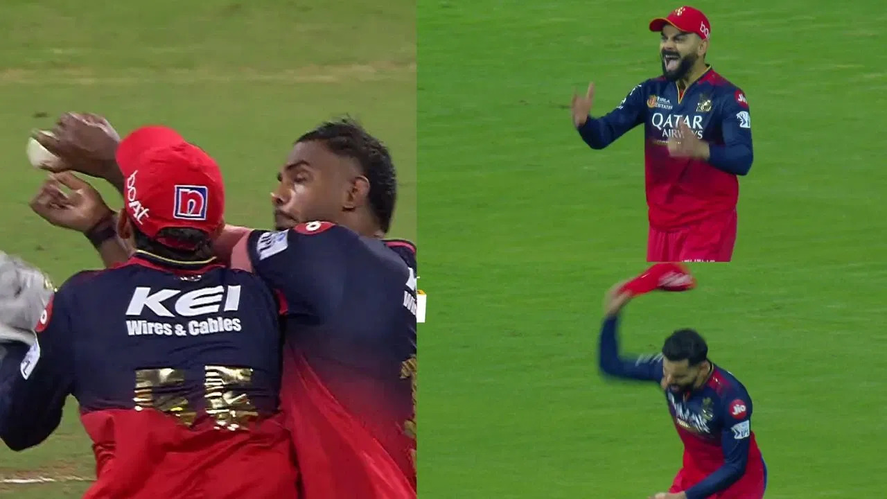 [Watch] IPL 2025: Virat Kohli throws cap in anger Dayal-Jitesh collision causes drop catch