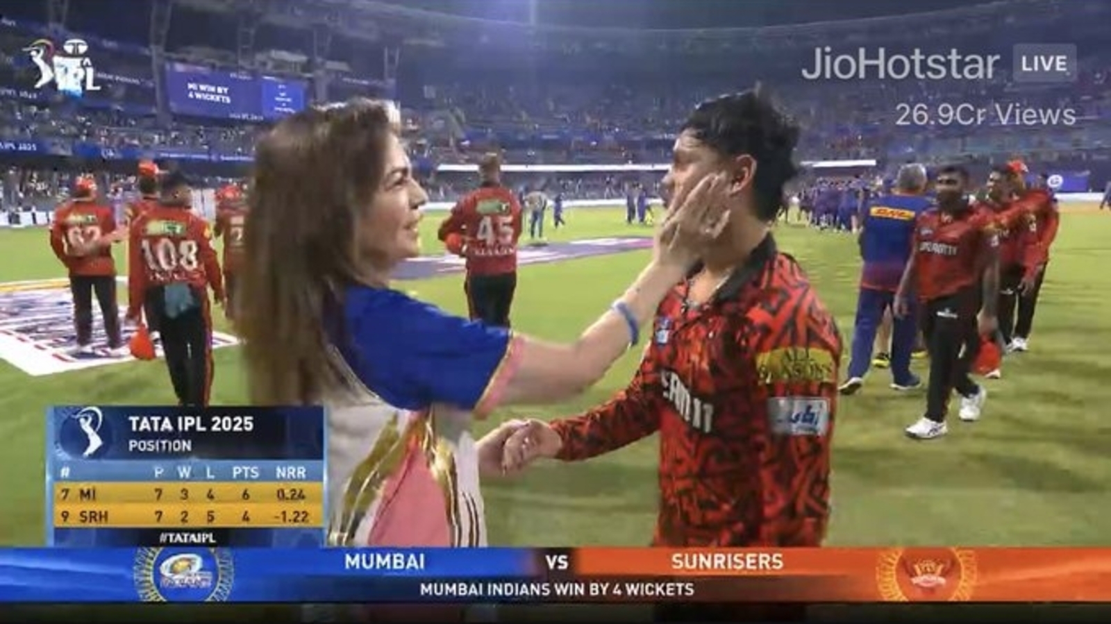 [WATCH] IPL 2025: Ishan Kishan reunites Nita Ambani, gets touching pat on cheek