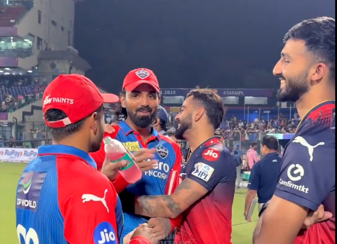 [Watch] IPL 2025: KL Rahul's 'Achha hua out ho gaya' reply to Virat Kohli after RCB defat DC, video goes viral