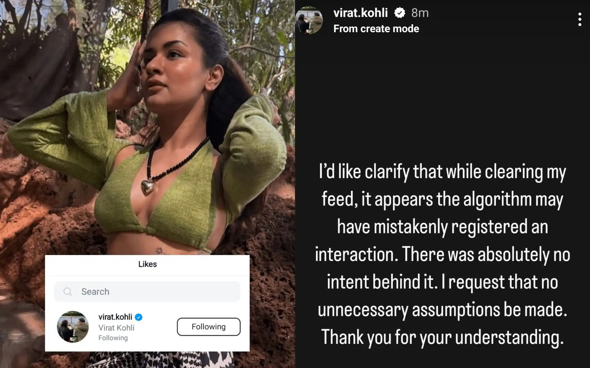 'Absolutely no intent behind it' - Virat Kohli issues statement over mistaken Instagram activity