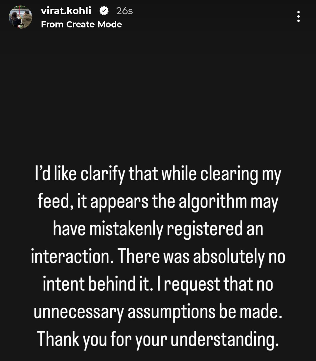 1746200066705 Virat Kohli Instagram Story