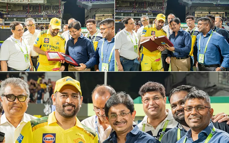 IPL 2025: MS Dhoni honored by CAB with special gift in Eden Gardens after CSK's win