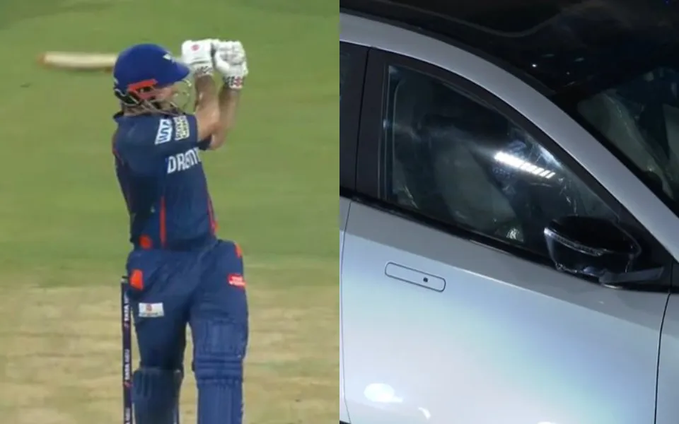 IPL 2025: Mitchell Marsh's six hits car in LSG vs SRH clash, picture of dent goes viral