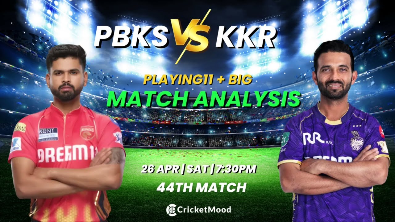 PBKS vs KKR – Match 44TH Preview | IPL 2025 | Playing 11 + Winner Prediction | Eden Gardens, Kolkata