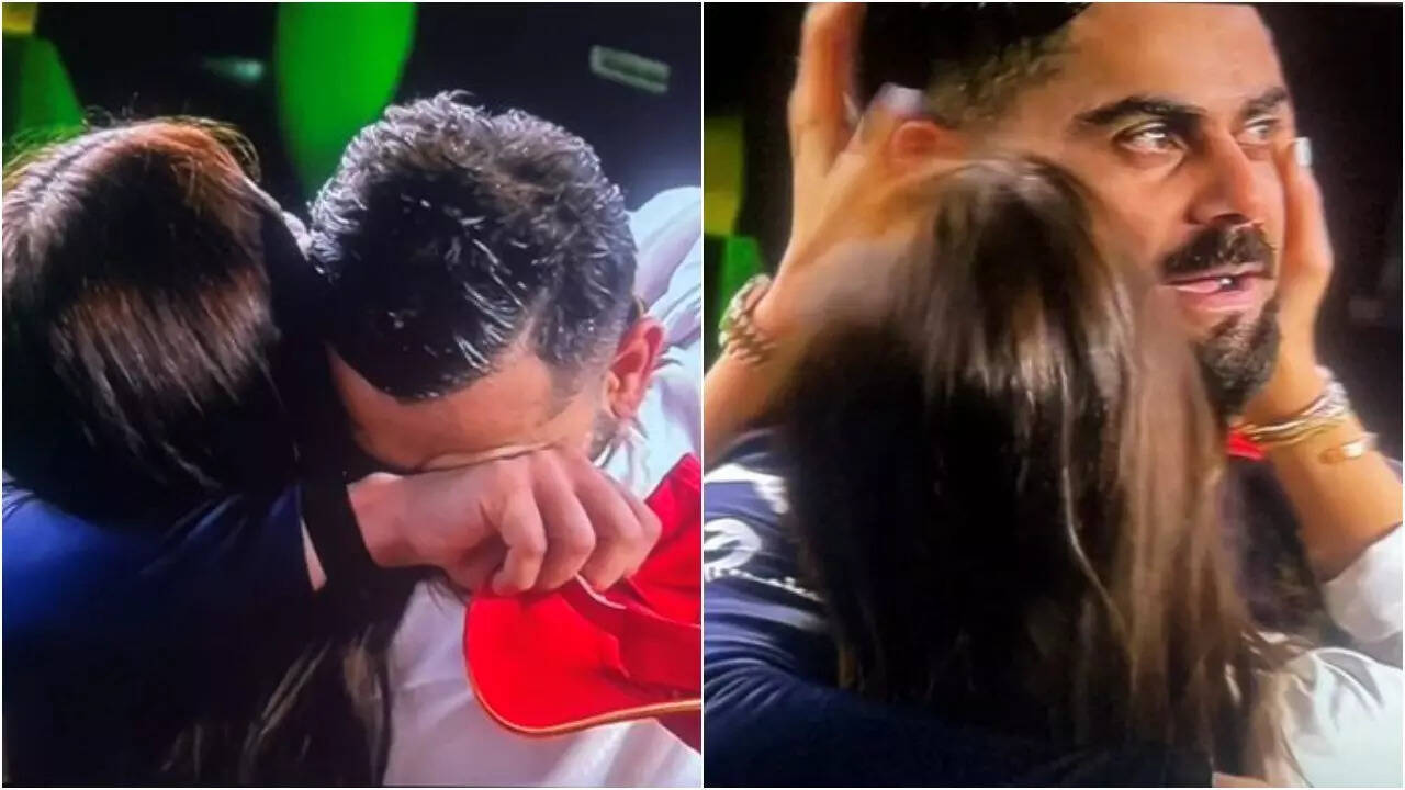 [WATCH] IPL 2025 Finale: Emotional Virat Kohli cries while hugging Anushka Sharma after RCB's historic title win