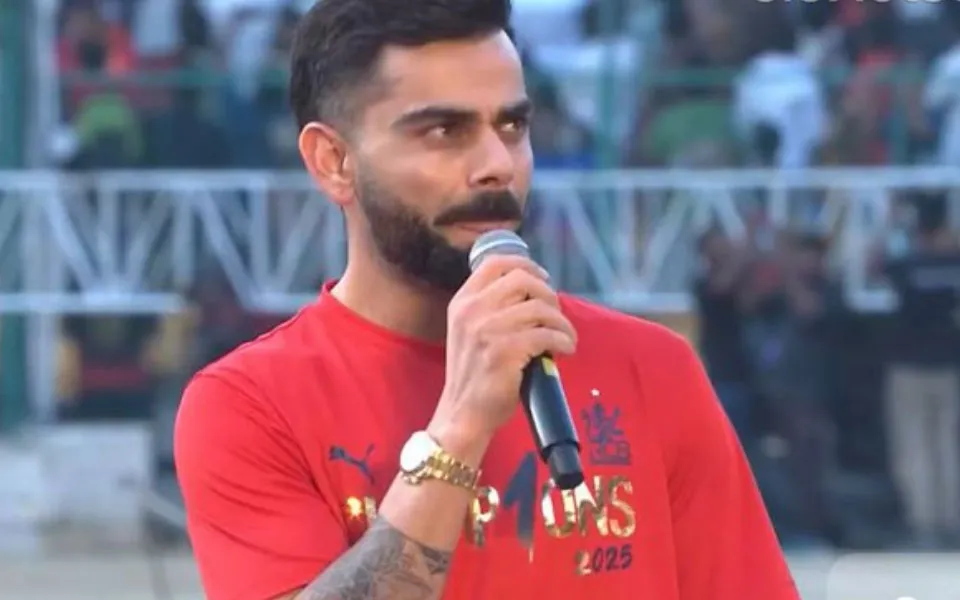 IPL 2025: Fans don't let Virat Kohli speak during trophy celebration at Chinnaswamy, moment goes viral