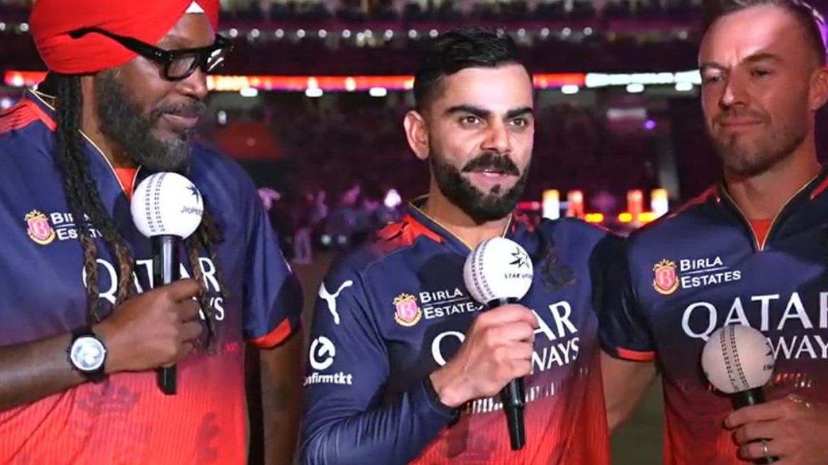 [WATCH] IPL 2025: Virat Kohli teaches legendary 'Ee Saala Cup Namdu' chant to Chris Gayle, AB de Villiers