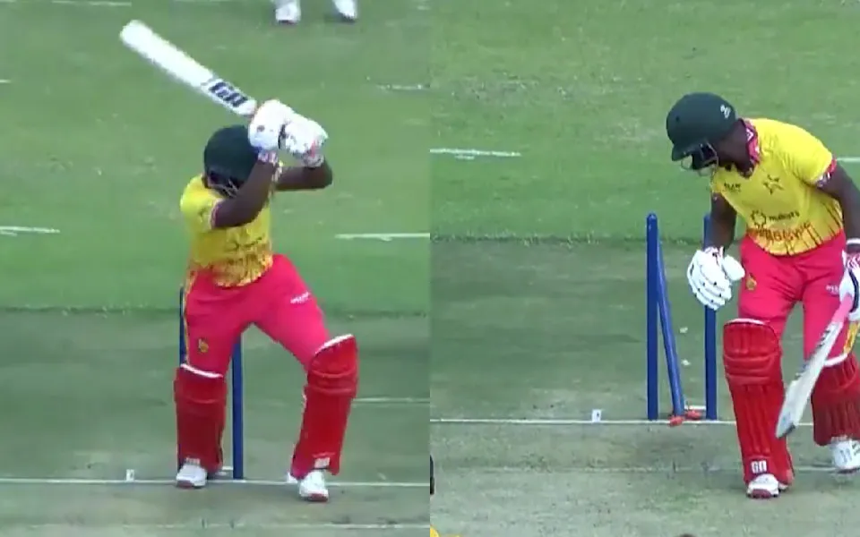 [WATCH] Zimbabwe Tri-Nation Series 2025: Wessly Madhevere's bizarre hit-wicket dismissal grabs eyeballs