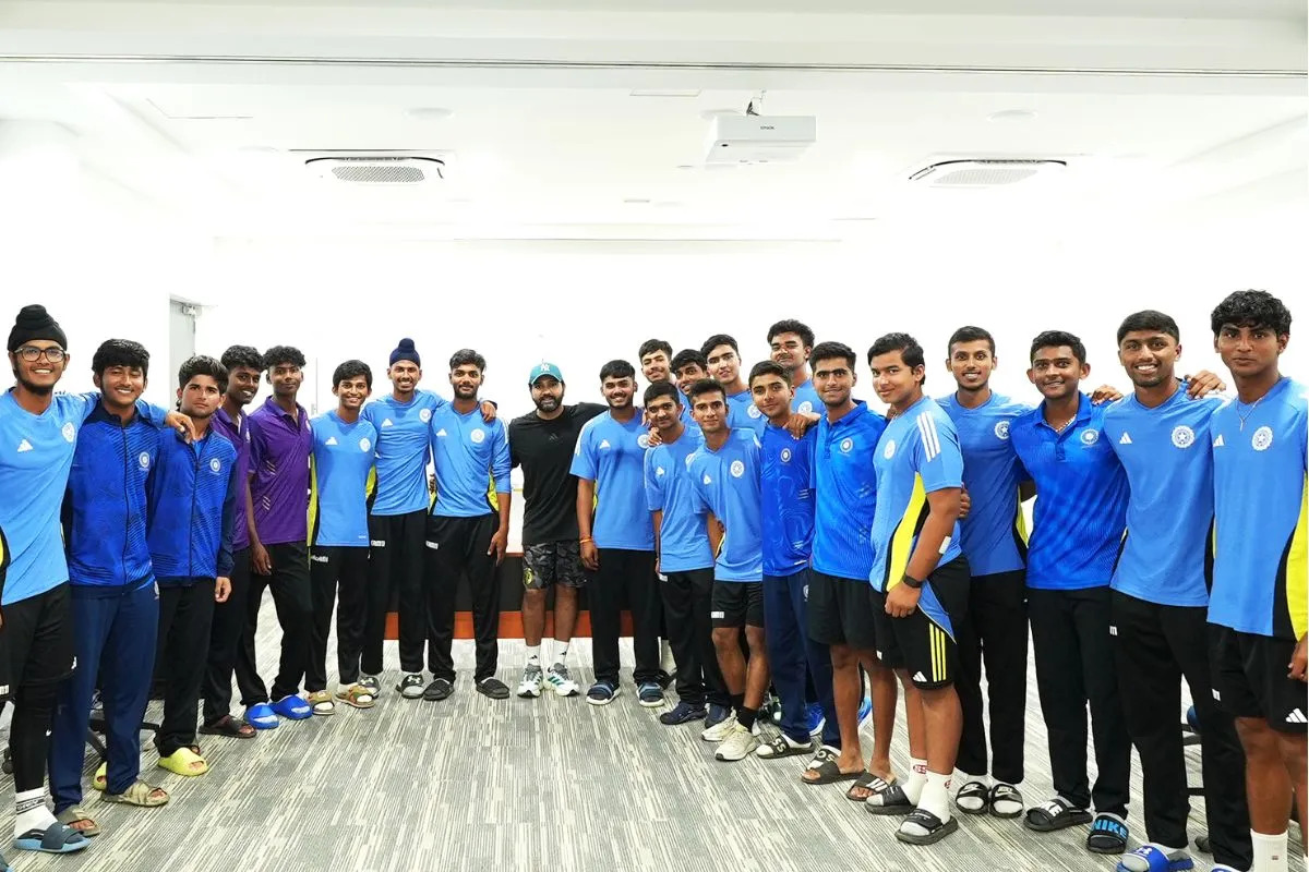 [WATCH]: Rohit Sharma meets U19 cricketers at CoE ahead of Australia series