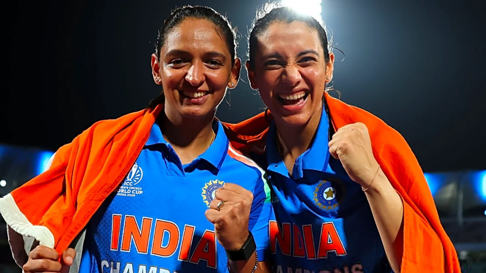 Harmanpreet Kaur gets a stand at PCA Stadium, and Smriti Mandhana congratulates teammate